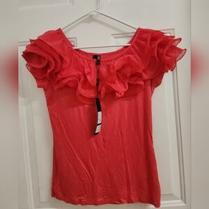Ravel Vibrant Red Ruffled Blouse